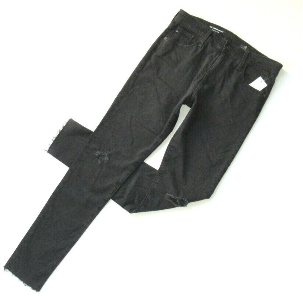 NWT AG Adriano Goldschmied Farrah in Altered Black Destructed Skinny Jeans 29